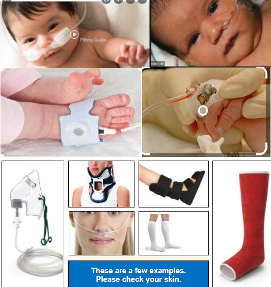 10 images of examples of some essential devices that can cause pressure damage in children